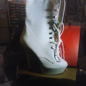Pleaser Delight-1020 high heel ankle boots white12